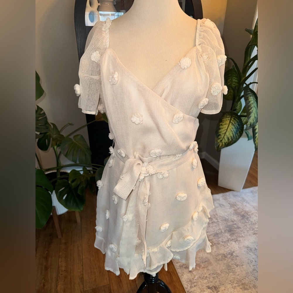 H&M beige Just Me short dress.  LINKIN PARK. 3-D flowers size large